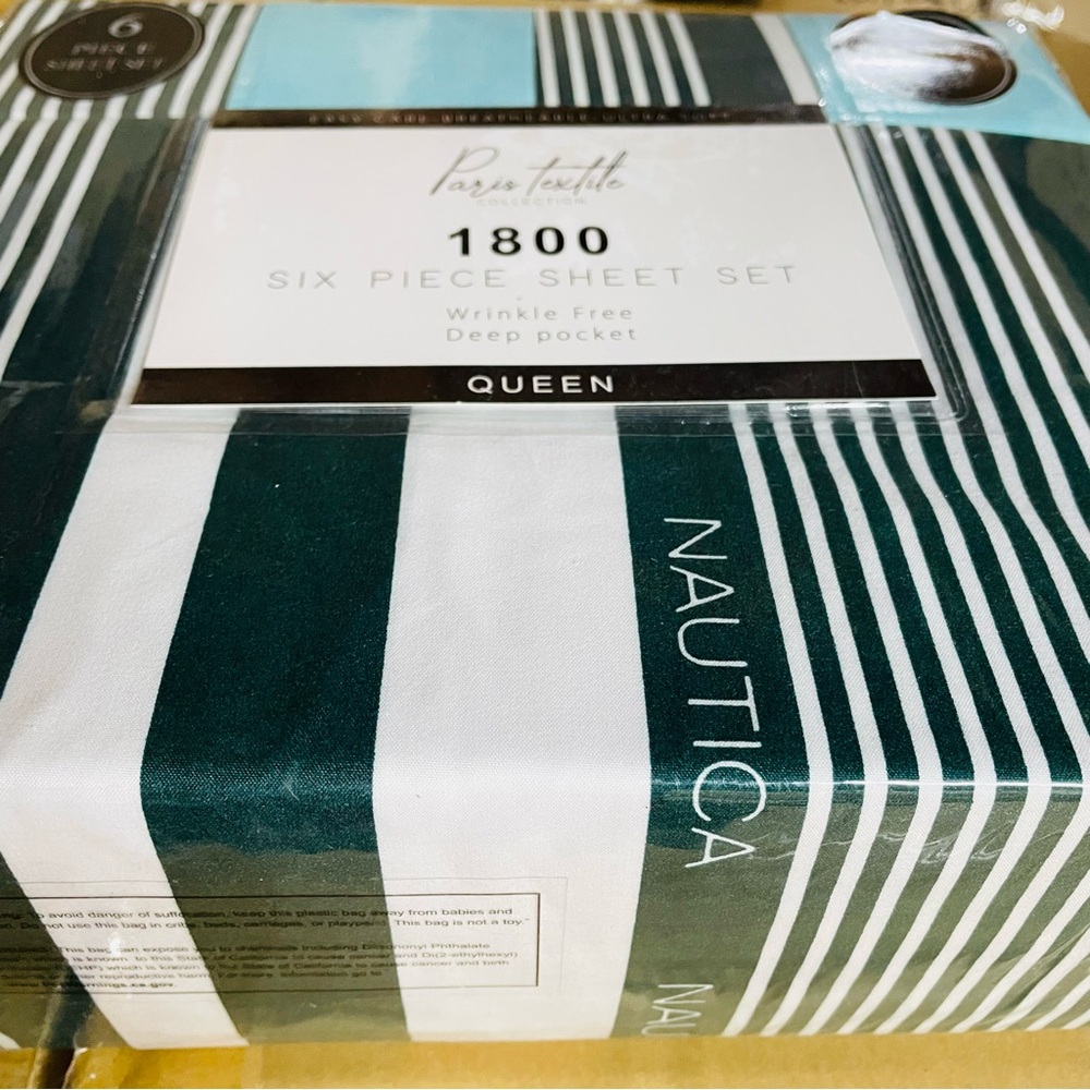 Nautica Teal and White Sheet Set NIP